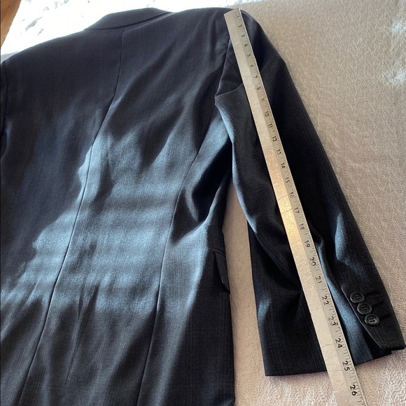 Hardy Amies Vintage 100% Wool Plaid Men’s Gray Suit Jacket Blazer Classic - Picture 11 of 16